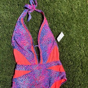 Nanette Leopore 1pc. Mesh Insets, HOT CORAL